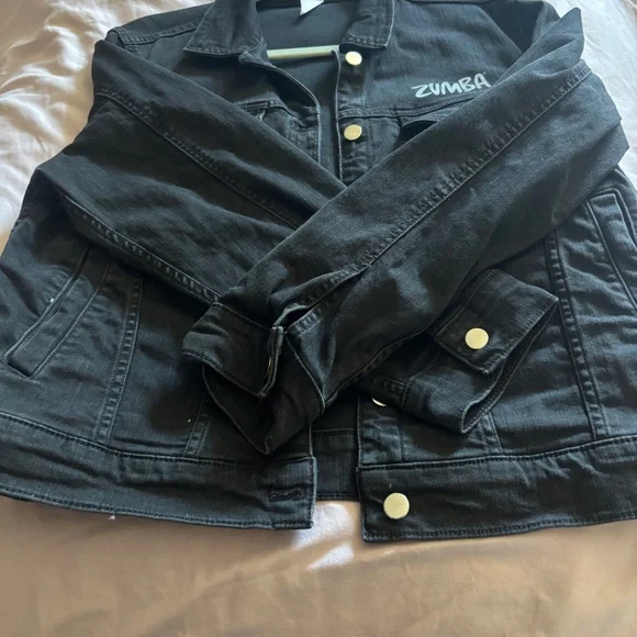 Black denim SWAROVSKI CRYSTAL ZUMBA jacket - Picture 3 of 5